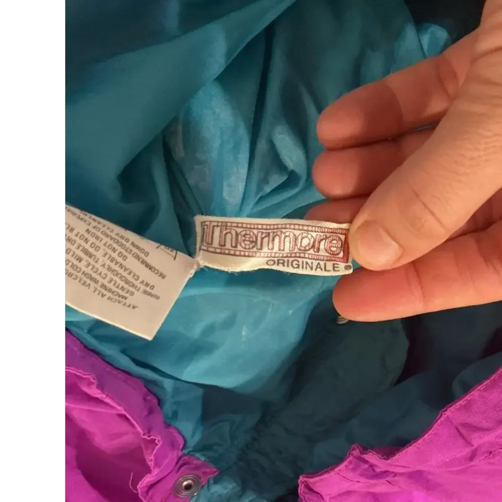 Vintage North Face Womens Ski Jacket Size 12 Fuschia Retro Sport Coat Thermore - Picture 12 of 13